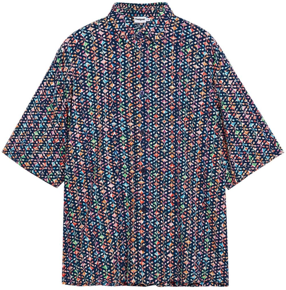 Desigual Košeľa  modrá / tmavomodrá / zelená / oranžová