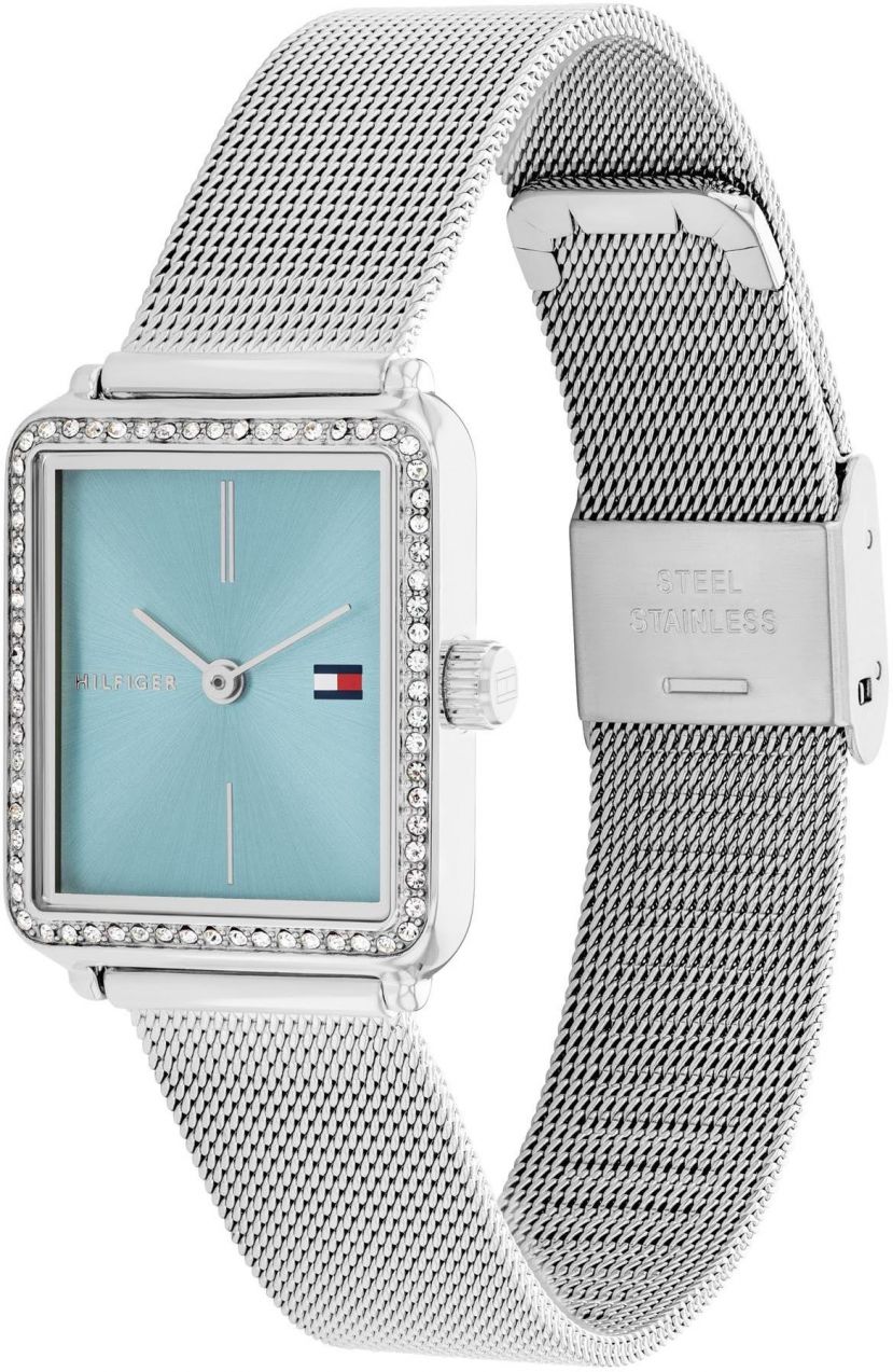 TOMMY HILFIGER Analógové hodinky 'TEA TANK'  svetlomodrá / strieborná