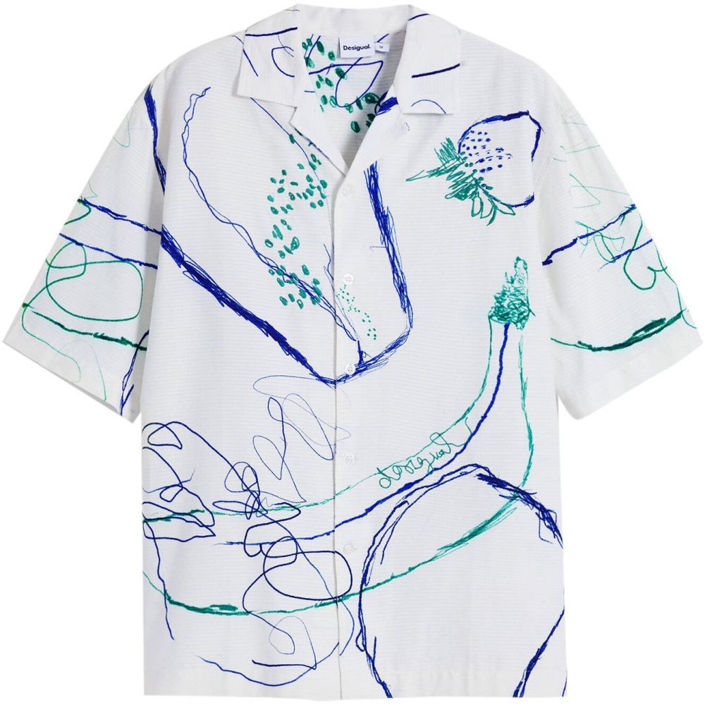 Desigual Košeľa  kobaltovomodrá / zelená / biela