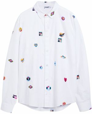 Desigual Košeľa  svetlomodrá / marhuľová / červená / biela