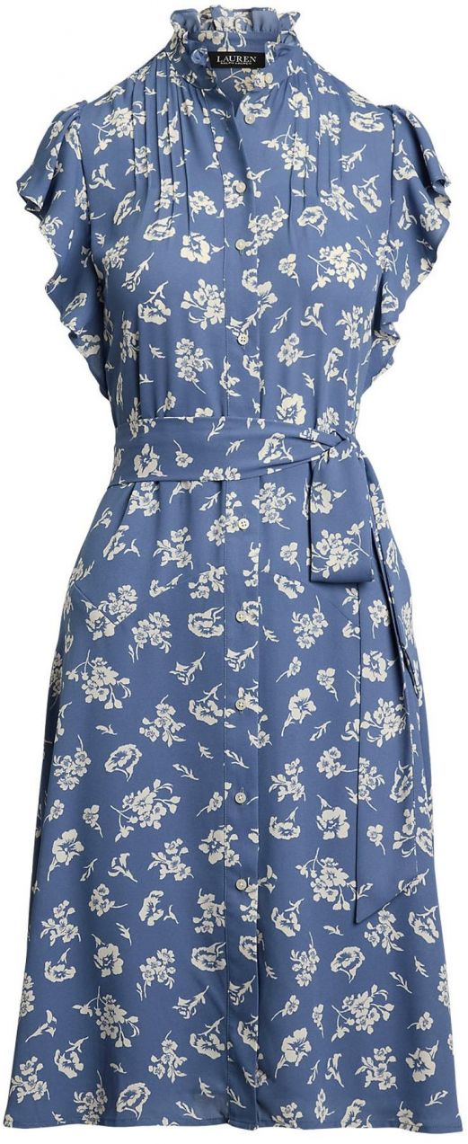 Lauren Ralph Lauren Košeľové šaty  svetlobéžová / zafírová