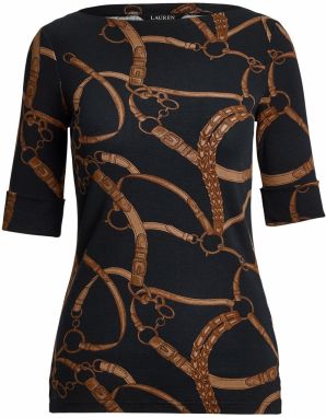 Lauren Ralph Lauren Tričko  hnedá / čierna