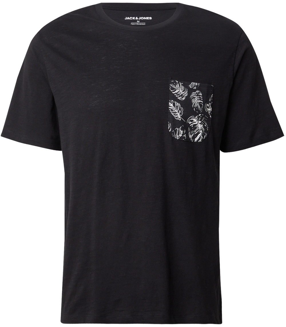 JACK & JONES Tričko 'JJROX'  čierna / biela