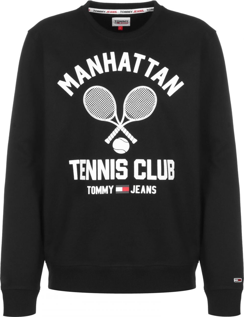 Tommy Jeans Mikina 'Tennis'  červená / čierna / biela