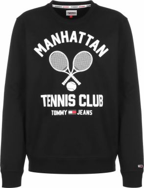 Tommy Jeans Mikina 'Tennis'  červená / čierna / biela