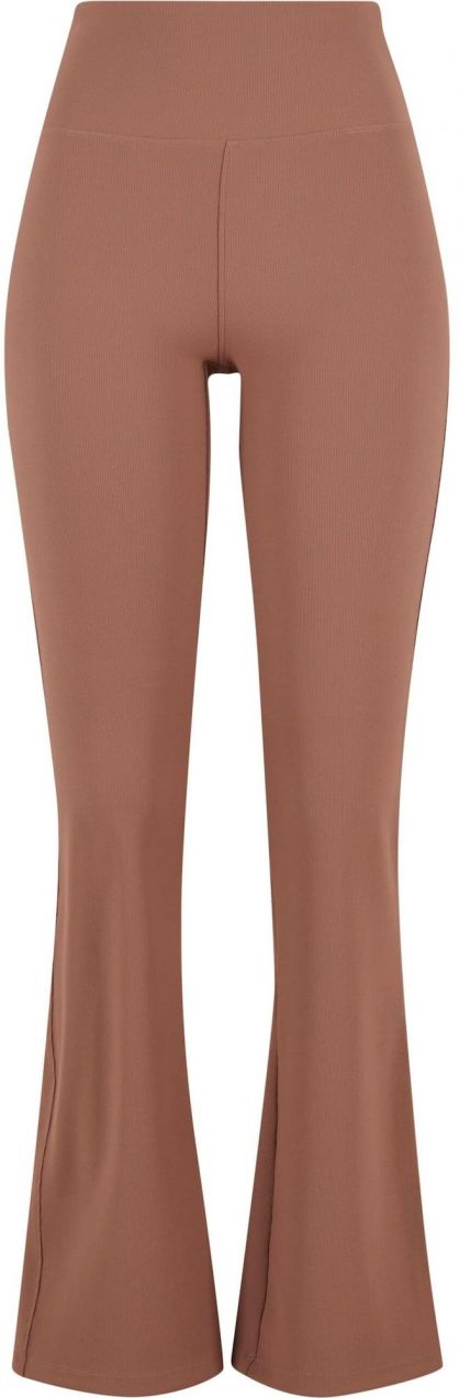 Urban Classics Legíny ' Ladies Flared Leggings Rib '  svetlohnedá