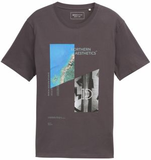 TOM TAILOR DENIM Tričko  azúrová / svetlosivá / tmavosivá / biela