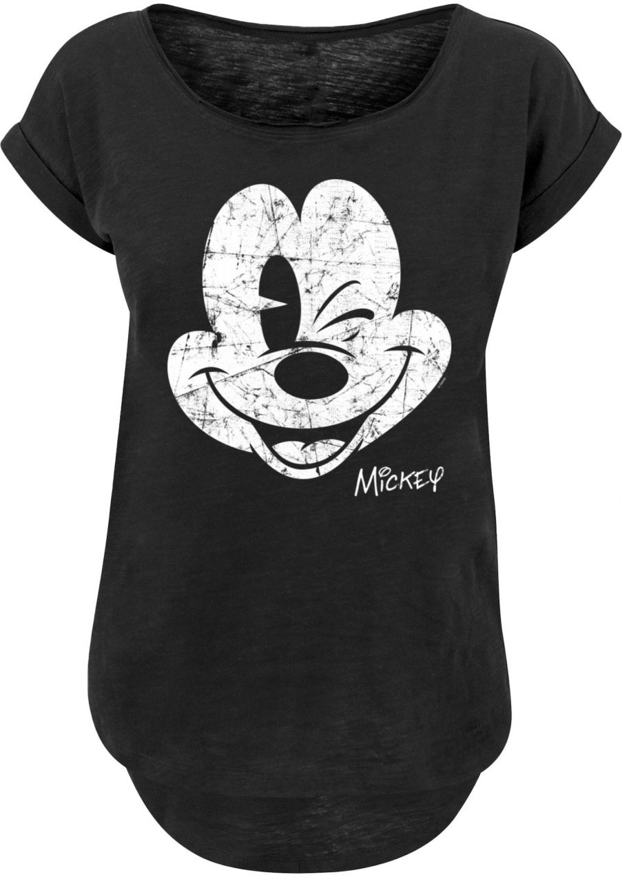 F4NT4STIC Tričko ' Disney Mickey Mouse Since Beaten Face CHAR CADT with Ladies Long Slub Tee '  čierna