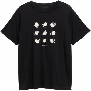 Tom Tailor Women + Tričko  tmavošedá / čierna / biela