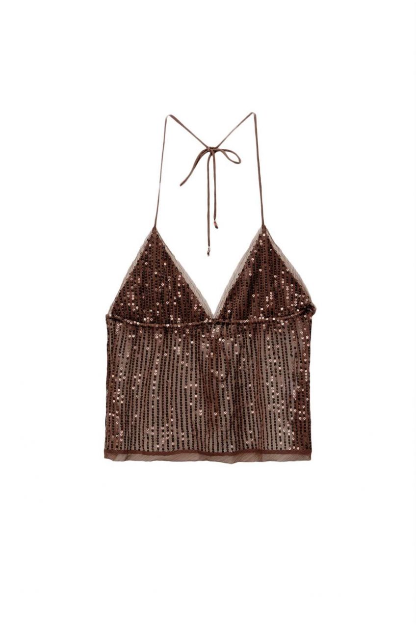 Pull&Bear Top  tmavohnedá