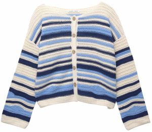 Pull&Bear Kardigán  námornícka modrá / azúrová / šedobiela