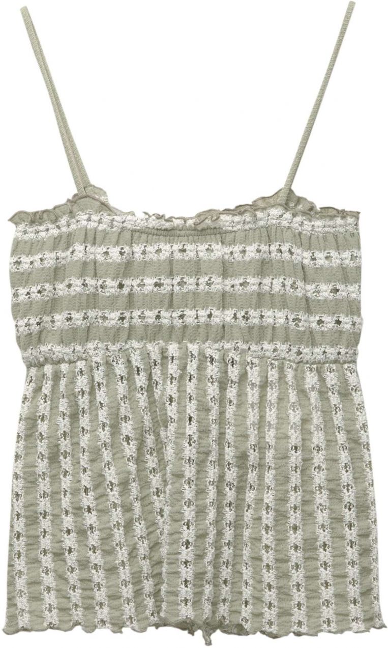 Pull&Bear Top  nefritová / biela