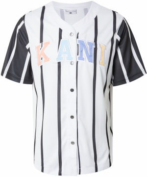 Karl Kani Košeľa 'Serif'  svetlomodrá / pastelovo oranžová / čierna / biela