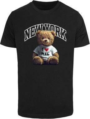 Mister Tee Tričko 'New York College Bear'  hnedá / krvavo červená / čierna / biela