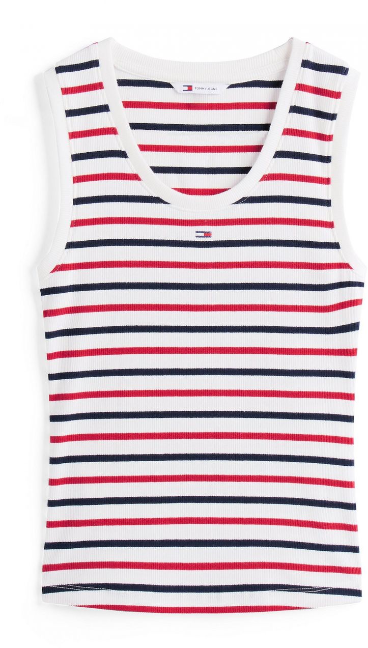 Tommy Jeans Top 'Essential'  tmavomodrá / tmavočervená / biela
