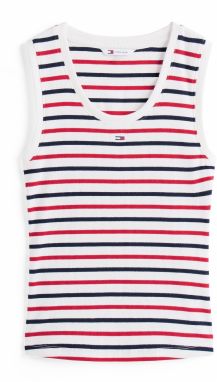 Tommy Jeans Top 'Essential'  tmavomodrá / tmavočervená / biela
