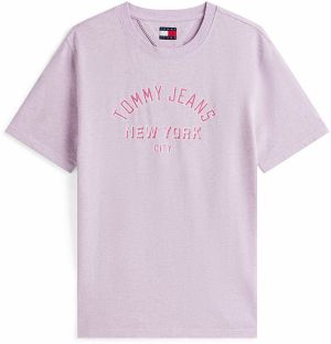 Tommy Jeans Tričko  eozín / tmavoružová / biela