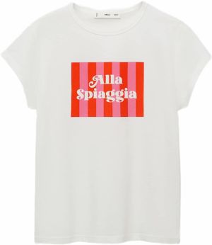 MANGO Tričko 'ILLUSTRA'  svetloružová / grenadínová / biela