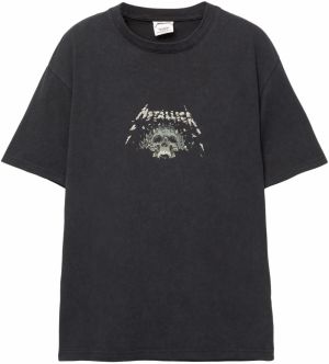Pull&Bear Tričko 'ROCK METALLICA'  sivá / čierna