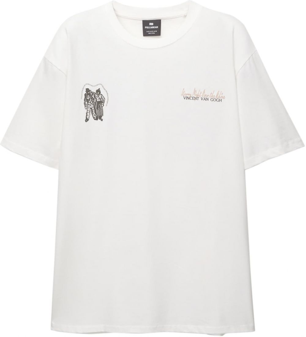 Pull&Bear Tričko  olivová / oranžová / čierna / biela