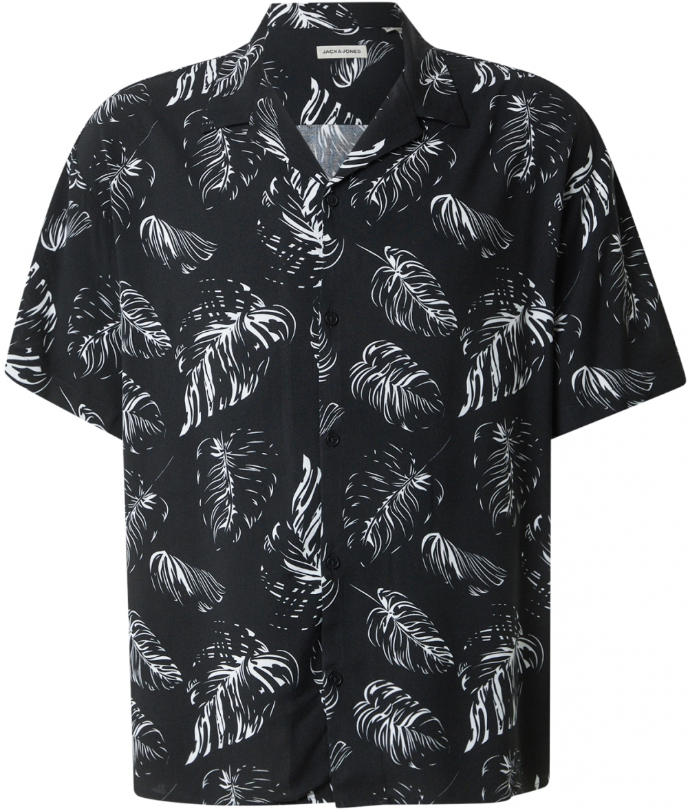 JACK & JONES Košeľa 'JJROX'  čierna / biela