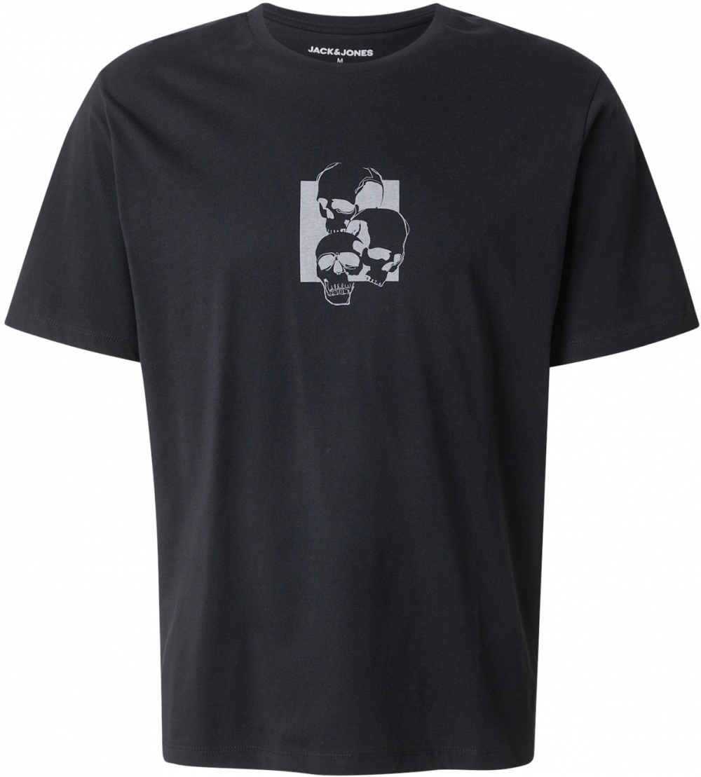 JACK & JONES Tričko 'JJSKULLY'  sivá / čierna