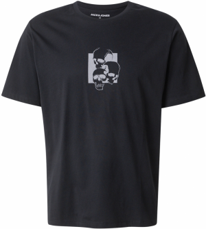 JACK & JONES Tričko 'JJSKULLY'  sivá / čierna