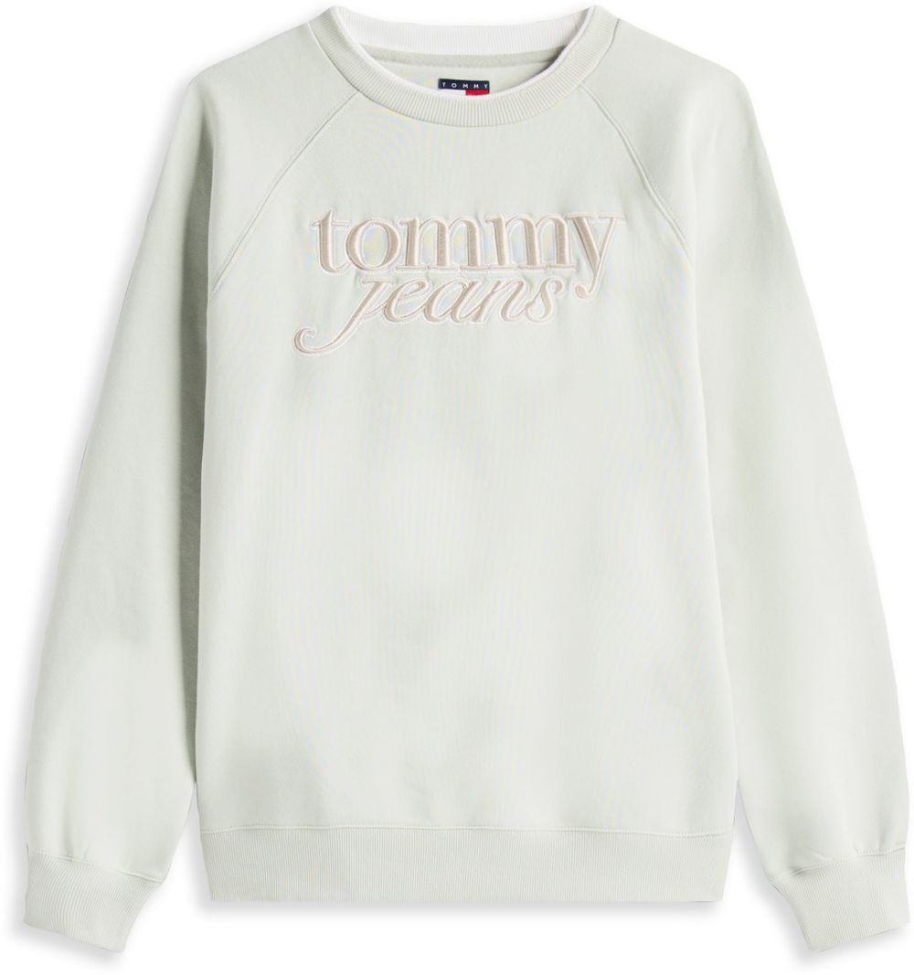 Tommy Jeans Mikina  tmavobéžová / pastelovo zelená / biela
