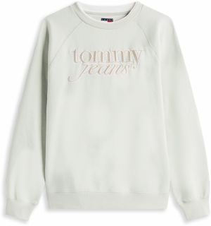 Tommy Jeans Mikina  tmavobéžová / pastelovo zelená / biela