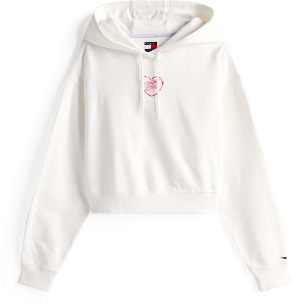 Tommy Jeans Mikina 'HEART'  ružová / biela