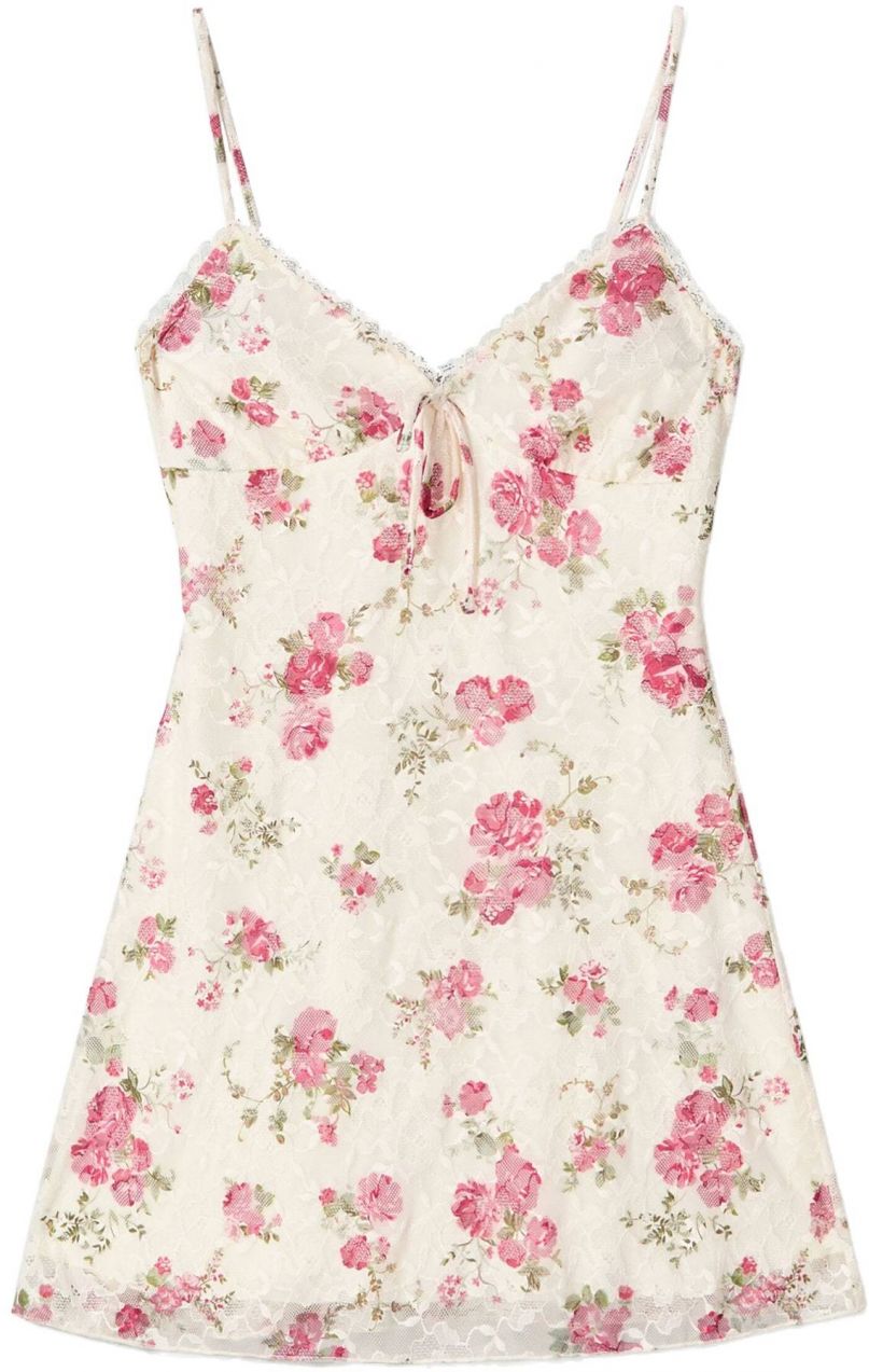 Bershka Letné šaty  nebielená / zelená / červená