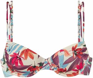 LASCANA Bikinový top  krémová / svetlomodrá / černicová / červená