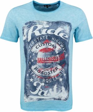 Key Largo Tričko 'Fast'  nebesky modrá / modrá denim / červená