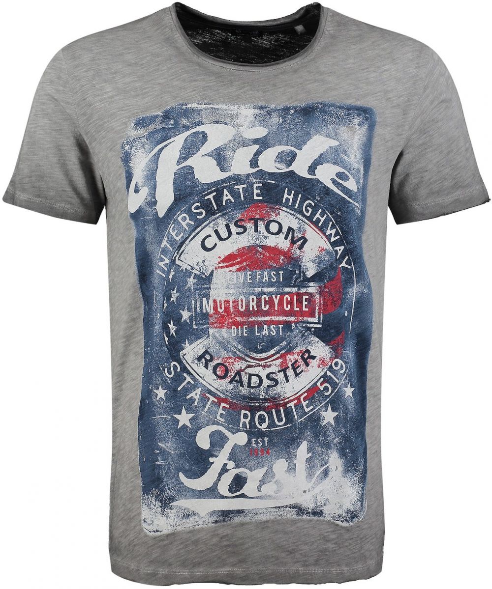 Key Largo Tričko 'Fast'  modrá denim / sivá / červená / biela