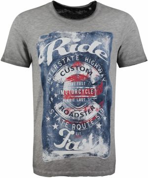 Key Largo Tričko 'Fast'  modrá denim / sivá / červená / biela