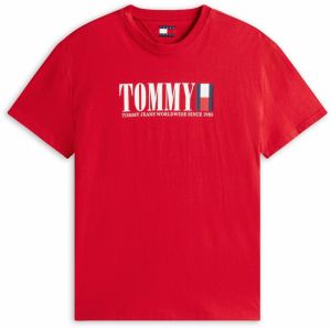 Tommy Jeans Tričko  tmavomodrá / červená / biela