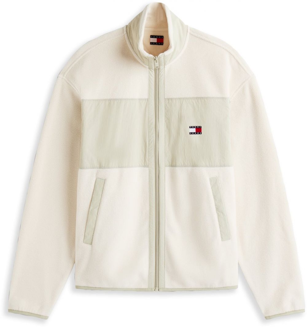 Tommy Jeans Flisová bunda  béžová / pastelovo zelená
