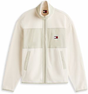 Tommy Jeans Flisová bunda  béžová / pastelovo zelená