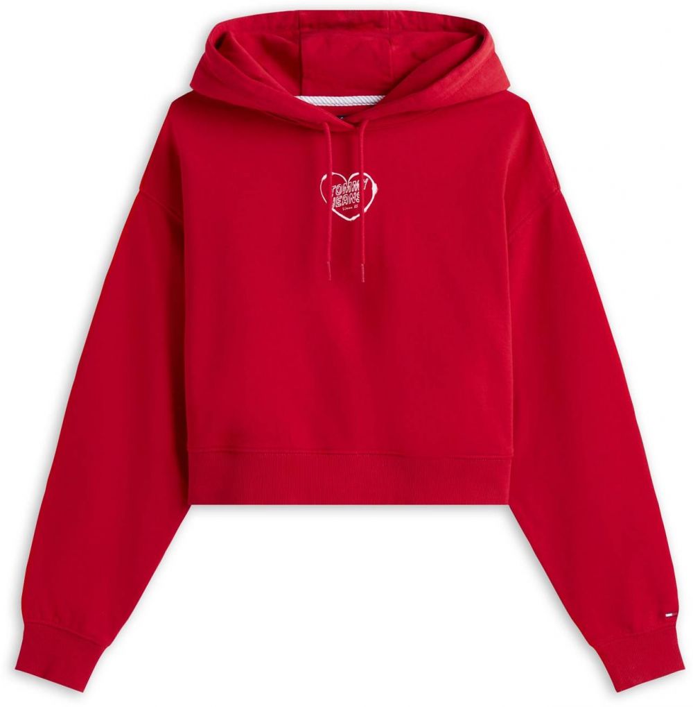 Tommy Jeans Mikina 'HEART'  červená / biela