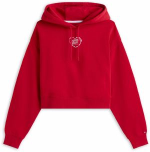 Tommy Jeans Mikina 'HEART'  červená / biela