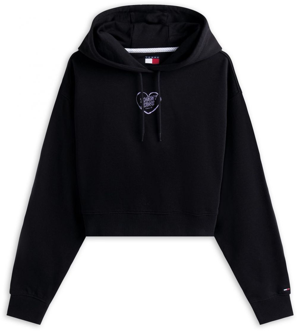 Tommy Jeans Mikina 'HEART'  levanduľová / čierna