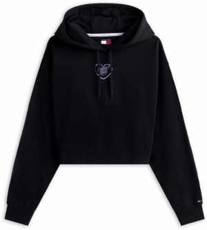 Tommy Jeans Mikina 'HEART'  levanduľová / čierna