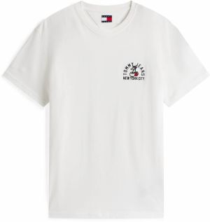 Tommy Jeans Tričko  ohnivo červená / čierna / biela