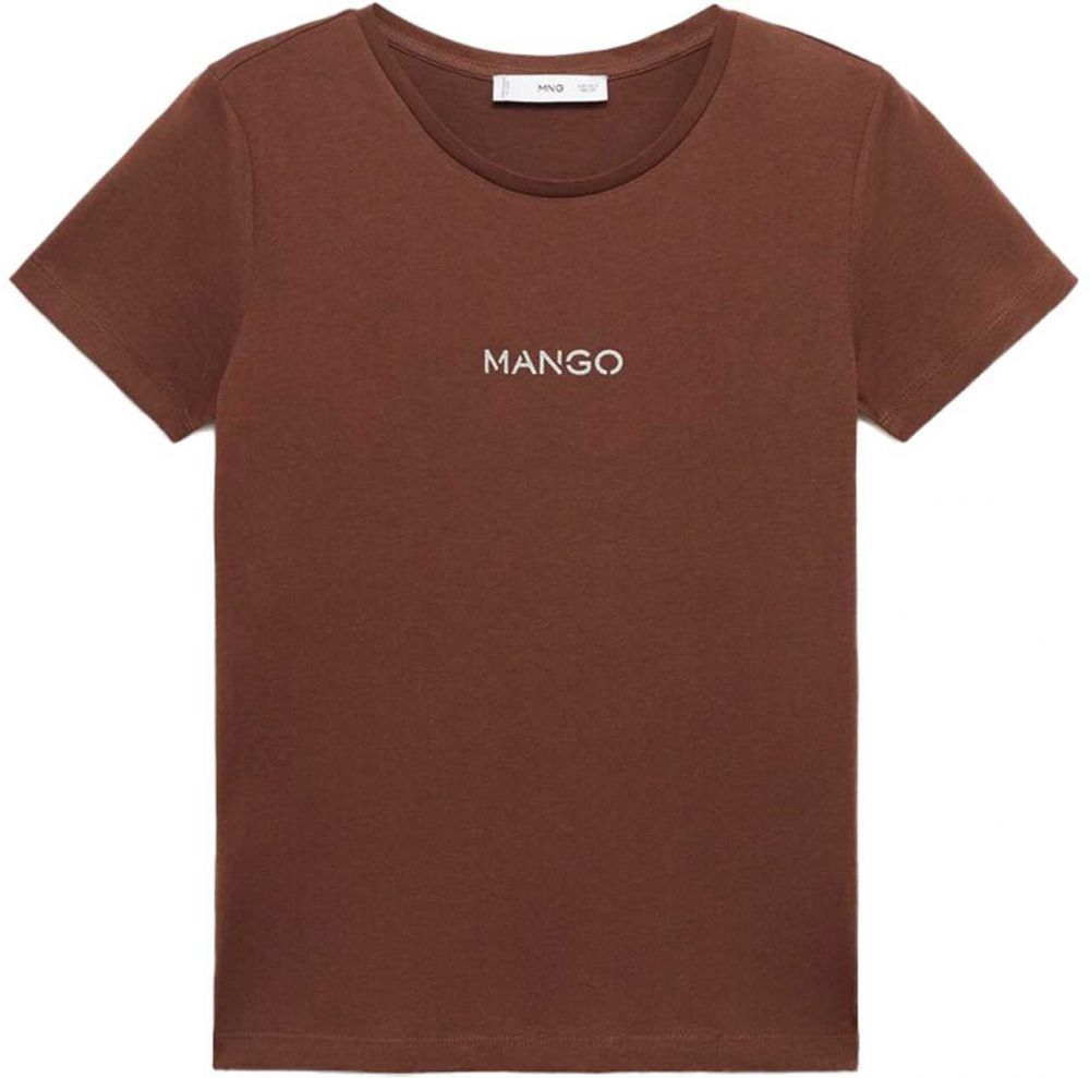 MANGO Tričko  hnedá / striebornosivá