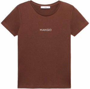 MANGO Tričko  hnedá / striebornosivá
