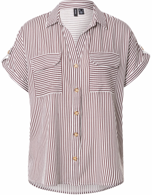 VERO MODA Blúzka 'VMBumpy'  vínovo červená / biela
