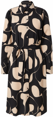 VERO MODA Košeľové šaty 'VMLYDIA'  béžová / čierna