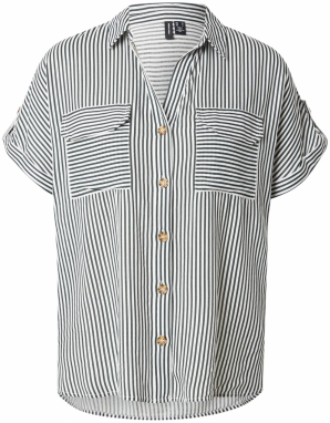VERO MODA Blúzka 'VMBUMPY'  tmavozelená / biela