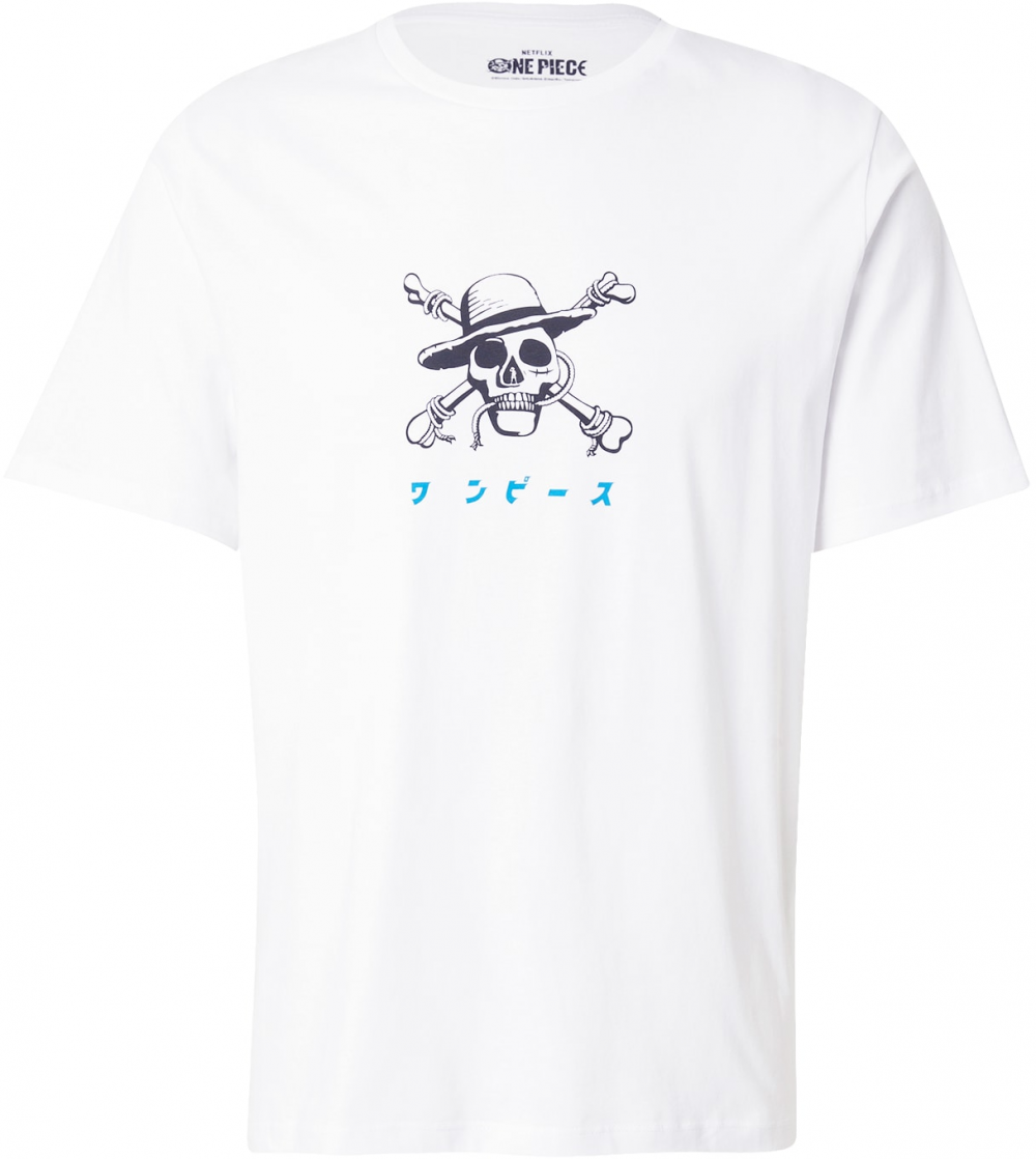 JACK & JONES Tričko 'JORONEPIECE'  azúrová / čierna / biela
