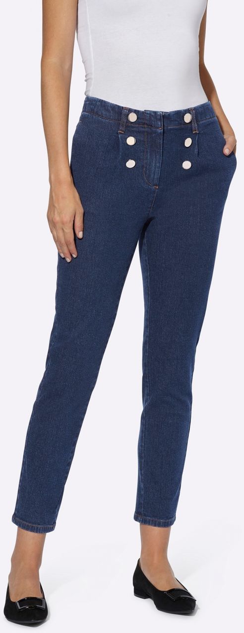 heine Plisované rifle  modrá denim